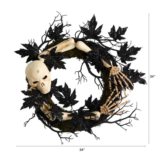 24" Halloween Skull & Bones Wreath